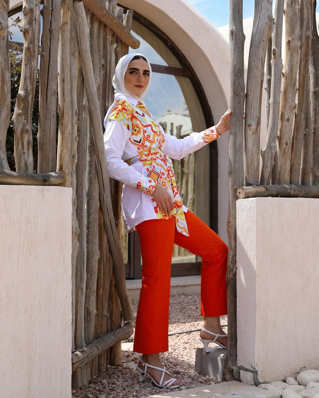 Tunis Mosaic Poplin Shirt Set – Citrus Flame