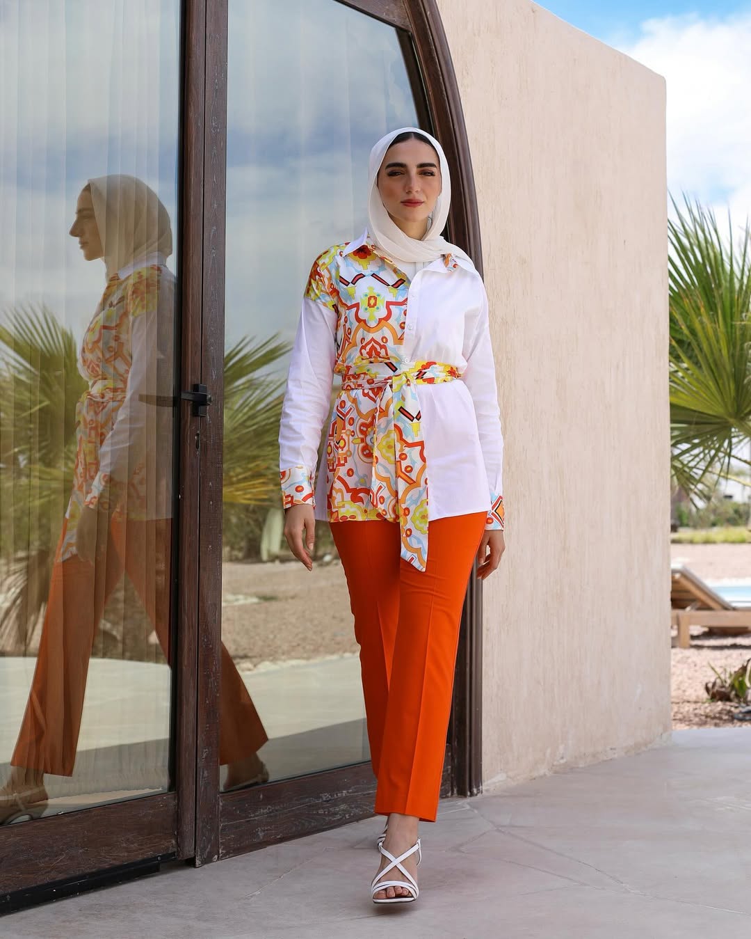 Tunis Mosaic Poplin Shirt Set – Citrus Flame