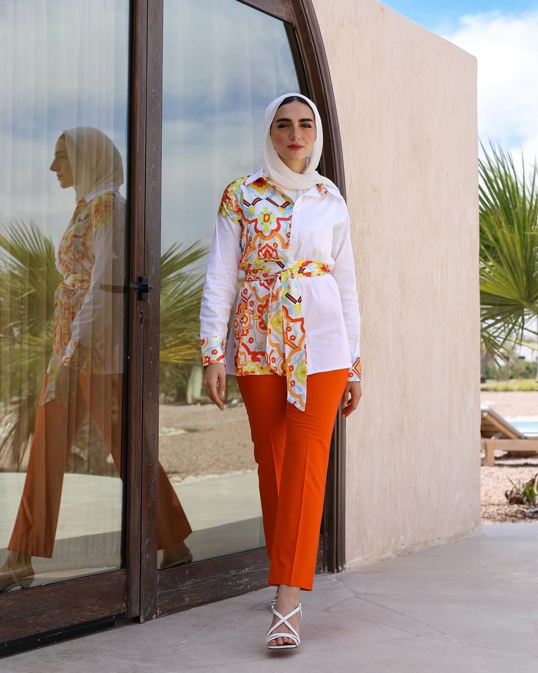 Tunis Mosaic Poplin Shirt Set – Citrus Flame