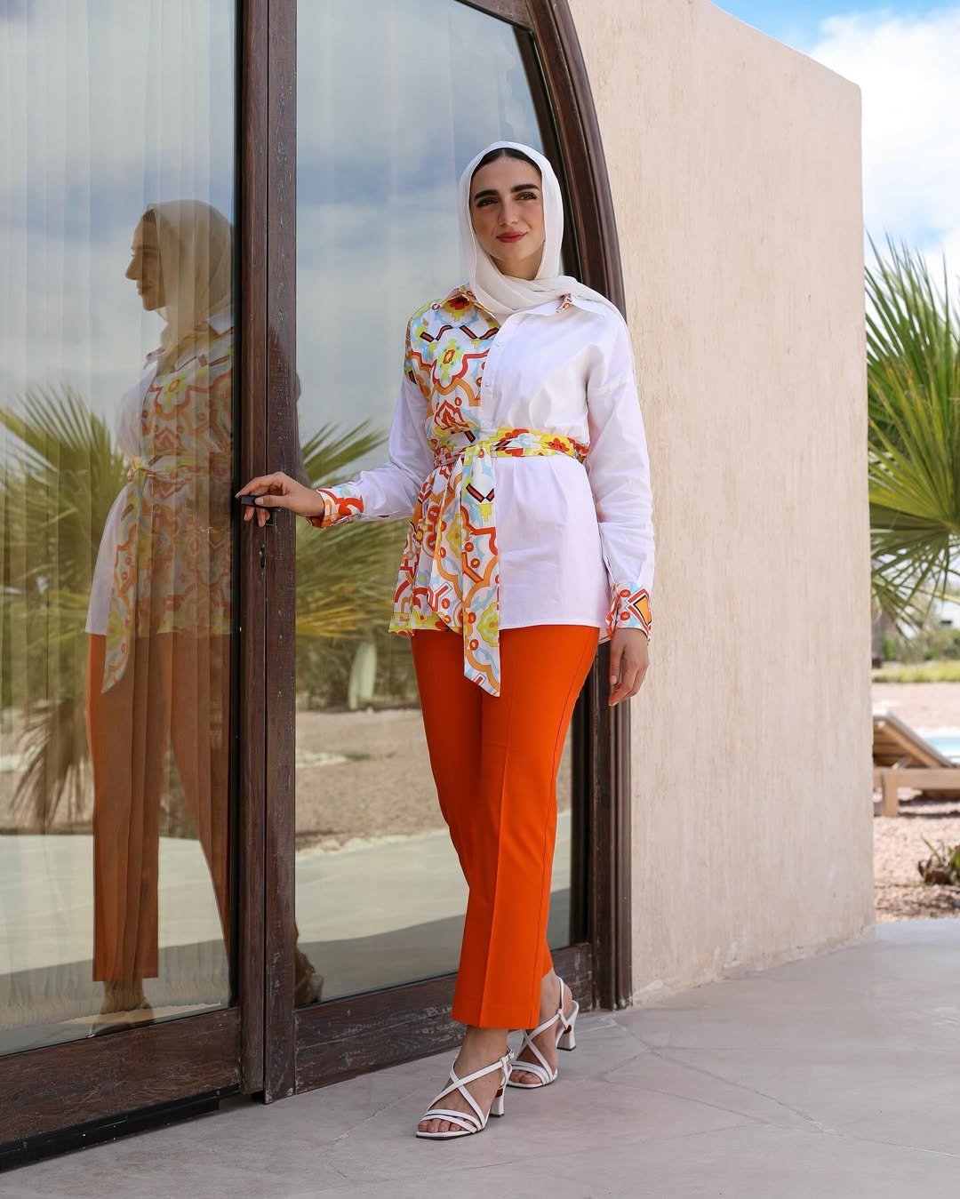 Tunis Mosaic Poplin Shirt Set – Citrus Flame