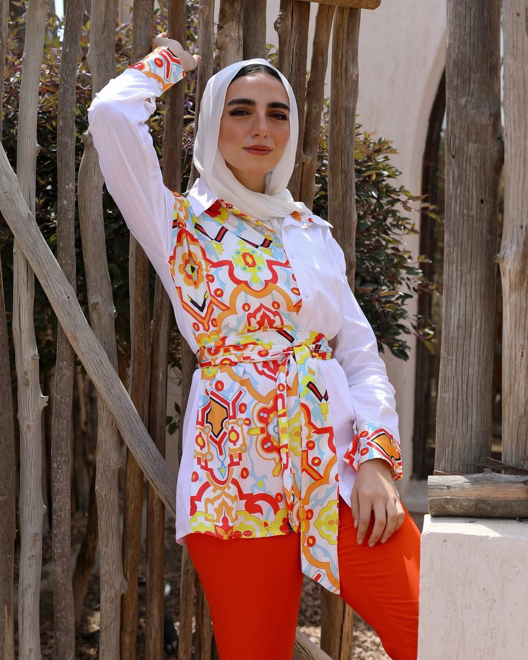 Tunis Mosaic Poplin Shirt Set – Citrus Flame