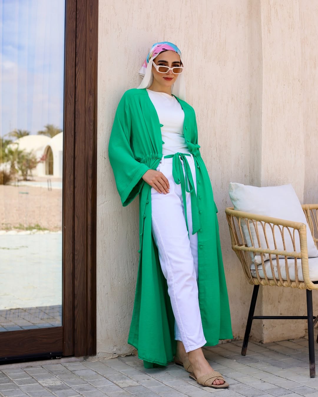 Palm Breeze Shirt Dress – Emerald Green