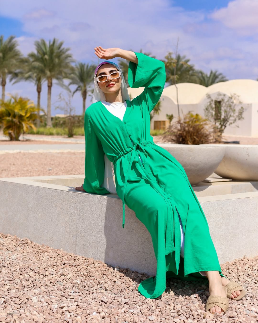 Palm Breeze Shirt Dress – Emerald Green