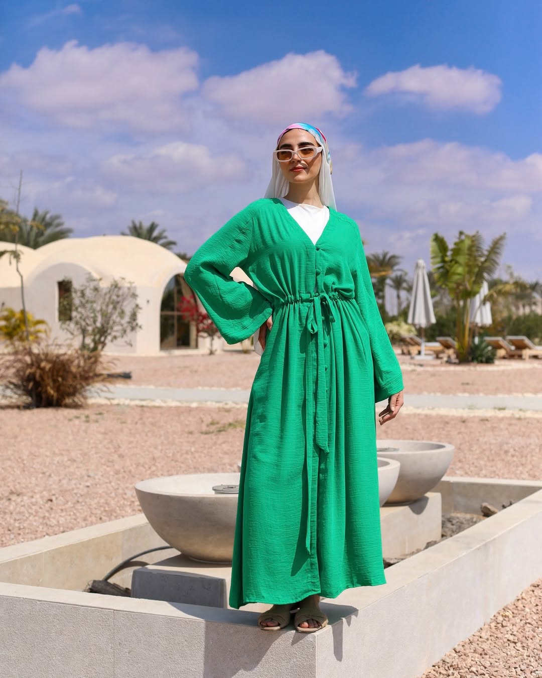 Palm Breeze Shirt Dress – Emerald Green
