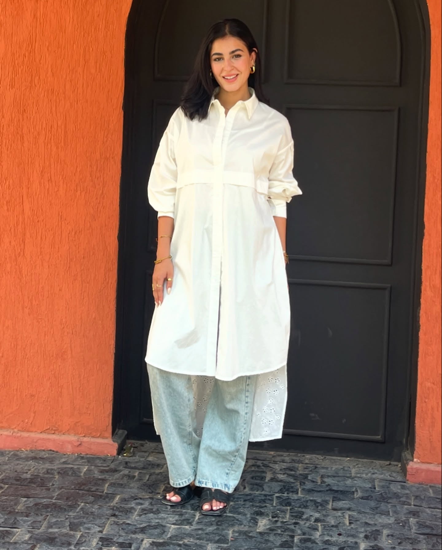 White Breeze Eyelet Shirt Dress