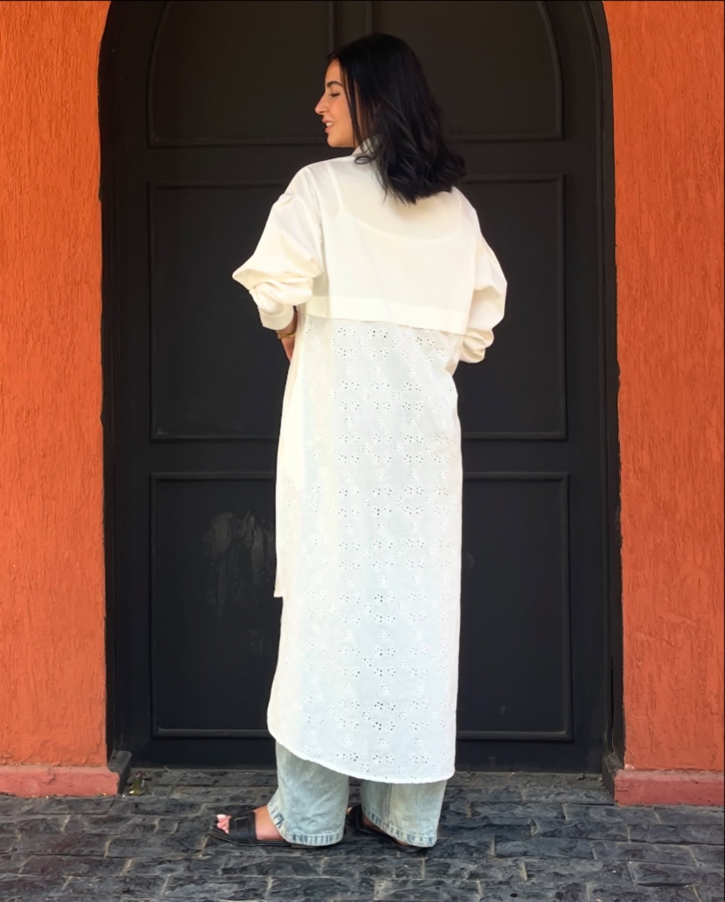 White Breeze Eyelet Shirt Dress