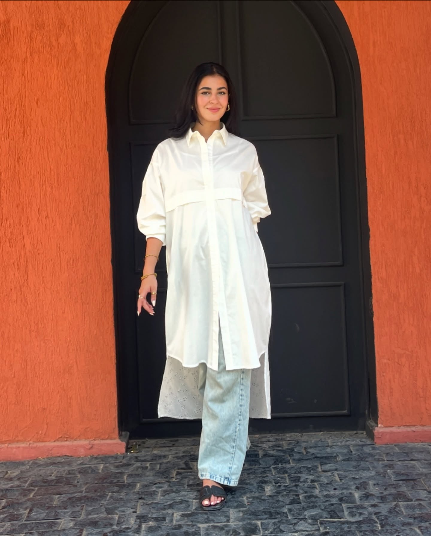 White Breeze Eyelet Shirt Dress