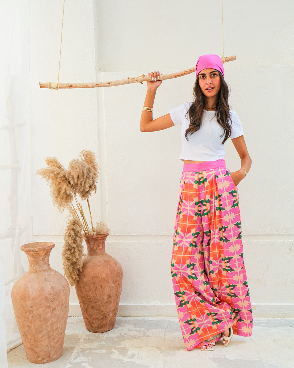 Pink Mirage Wide-Leg Pants