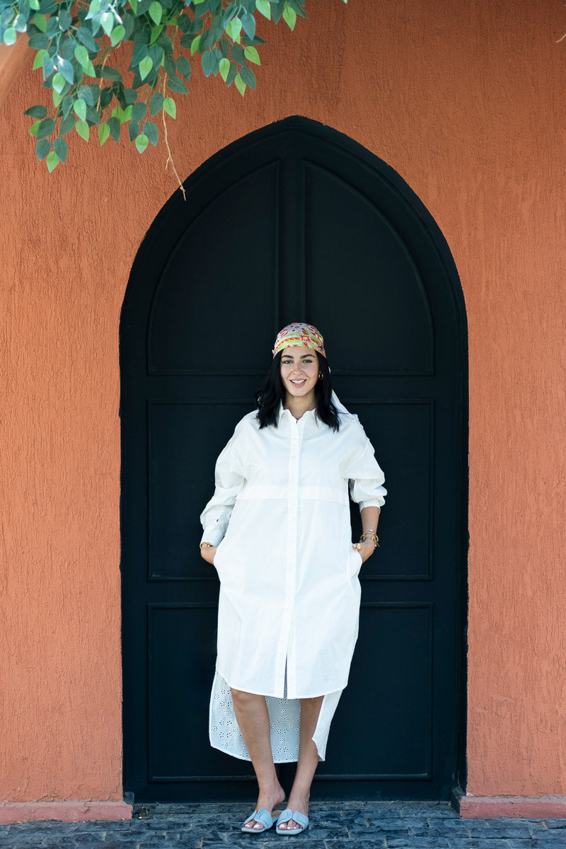 White Breeze Eyelet Shirt Dress