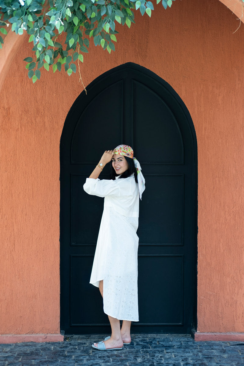 White Breeze Eyelet Shirt Dress
