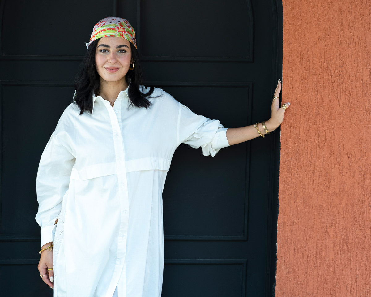 White Breeze Eyelet Shirt Dress
