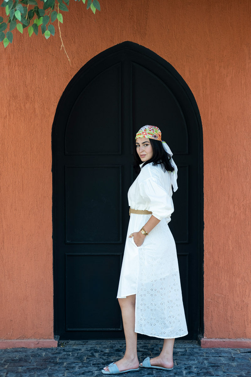 White Breeze Eyelet Shirt Dress