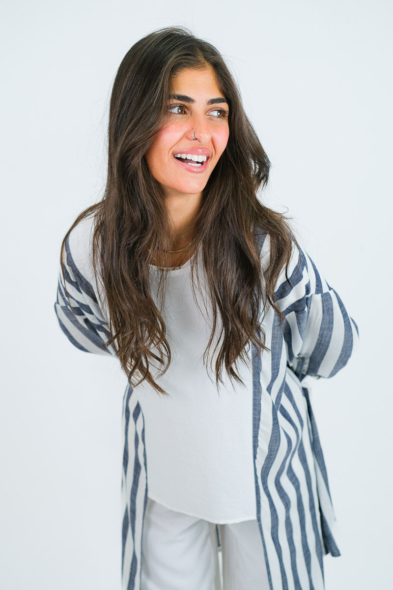 Coastal Stripe Kimono Set