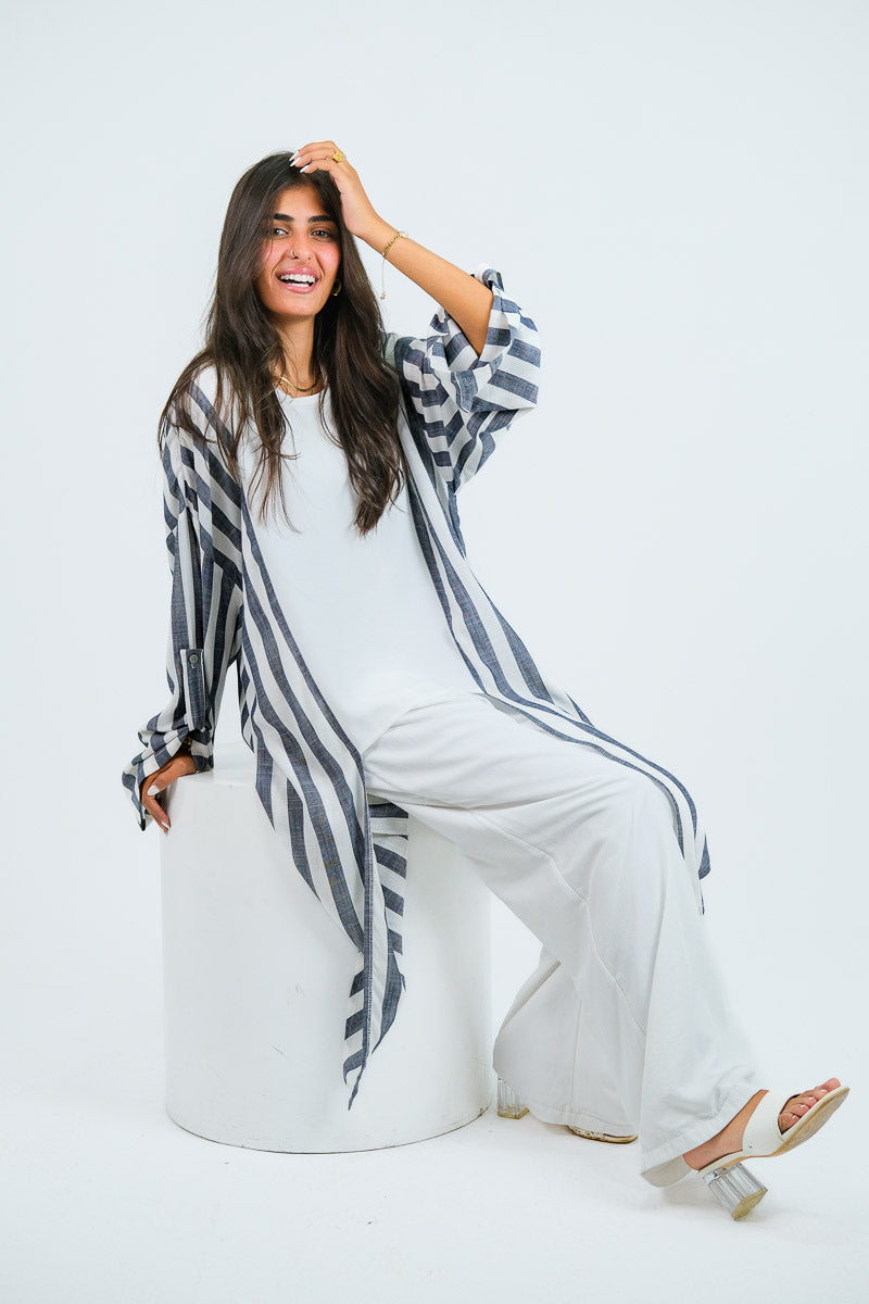Coastal Stripe Kimono Set
