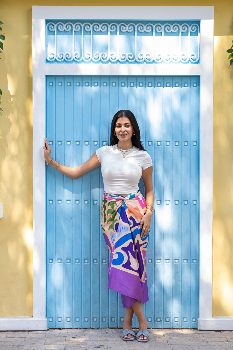 Coastal Mirage Satin Wrap Skirt