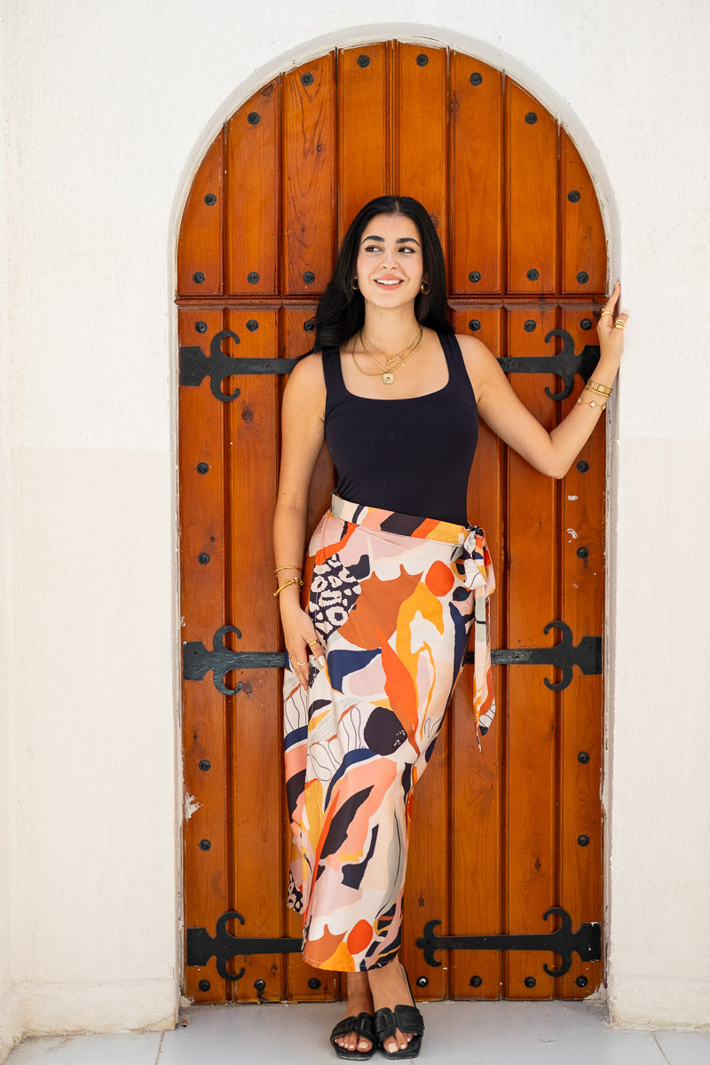 Amber Sands Abstract Wrap Skirt