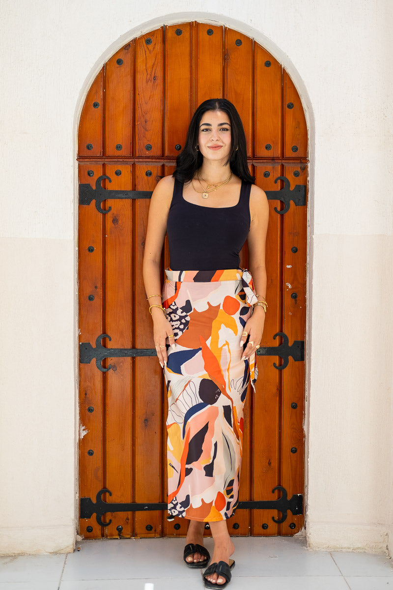Amber Sands Abstract Wrap Skirt