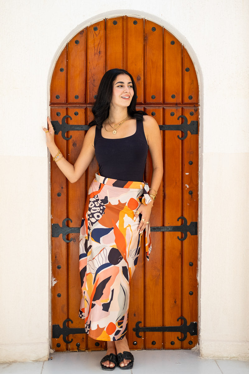 Amber Sands Abstract Wrap Skirt