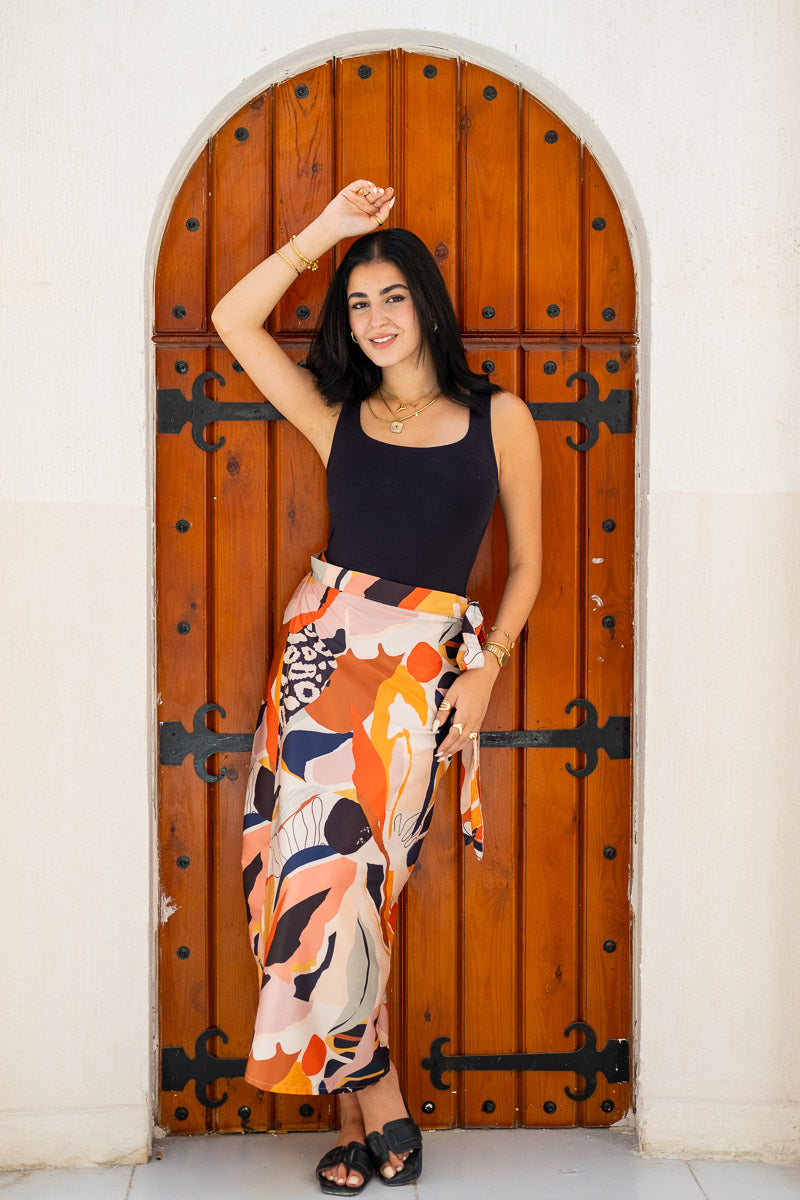 Amber Sands Abstract Wrap Skirt