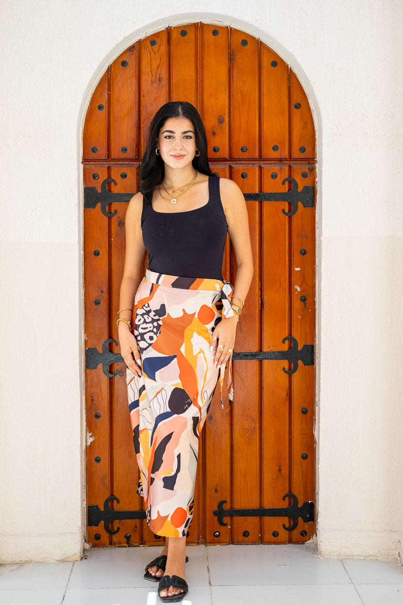 Amber Sands Abstract Wrap Skirt