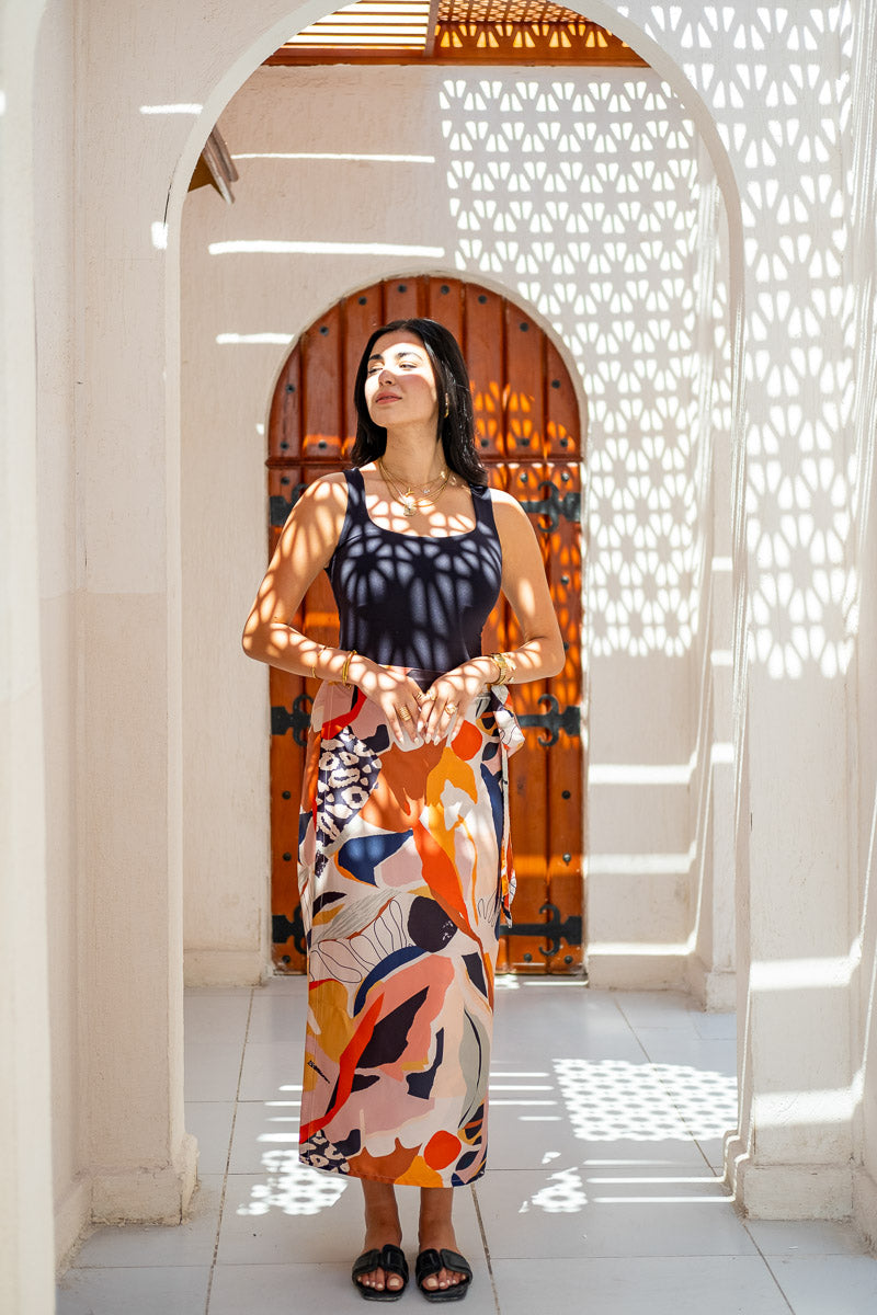 Amber Sands Abstract Wrap Skirt