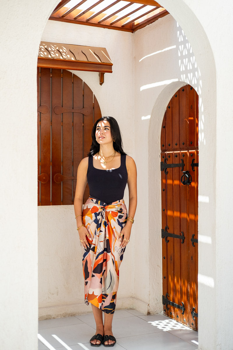Amber Sands Abstract Wrap Skirt
