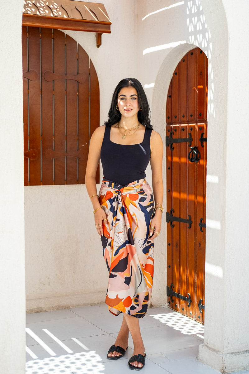 Amber Sands Abstract Wrap Skirt