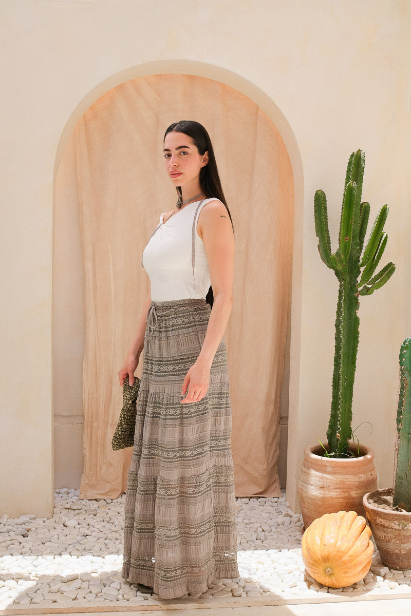 Olive Mirage Maxi Skirt