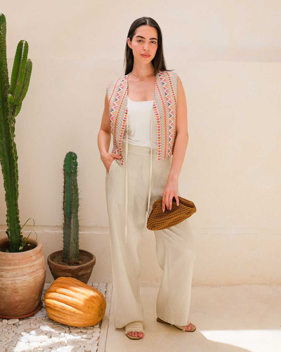 Nomad Thread Set (Linen pants + embroidered vest)