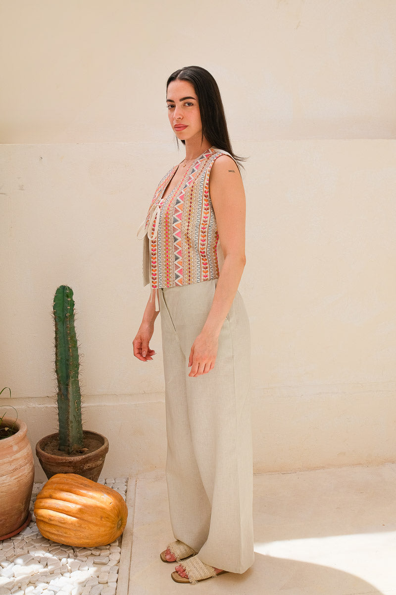 Nomad Thread Set (Linen pants + embroidered vest)