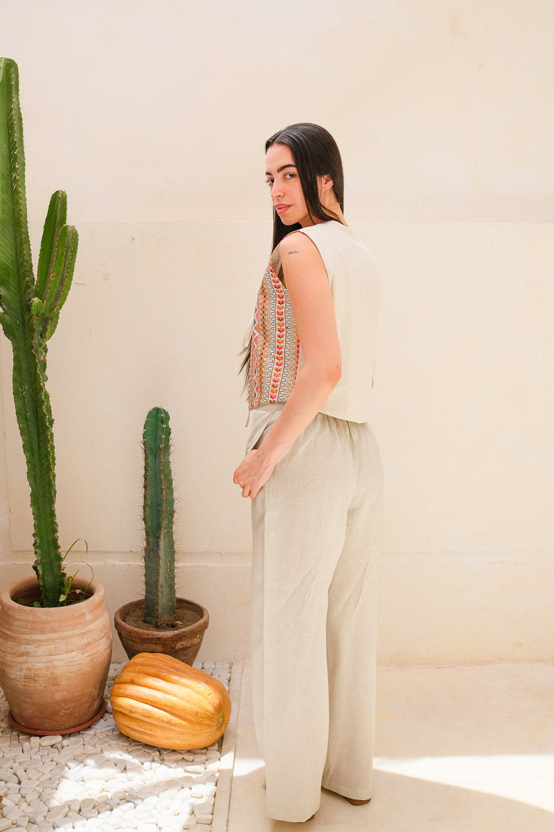 Nomad Thread Set (Linen pants + embroidered vest)