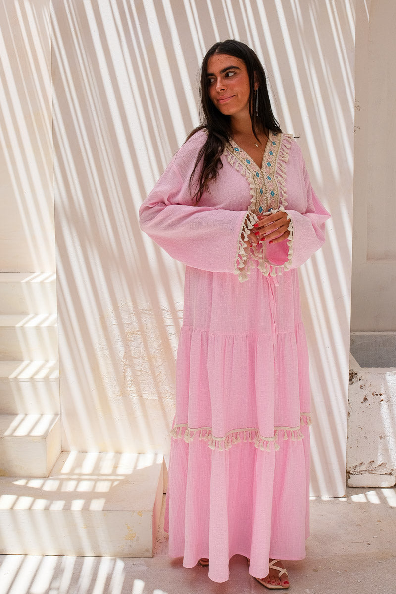 Rosé Dunes Tassel Dress