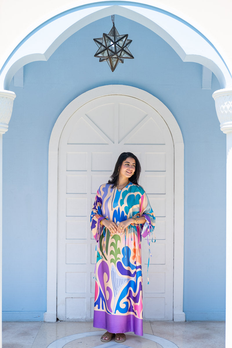 Azure Mirage Drawstring Kaftan