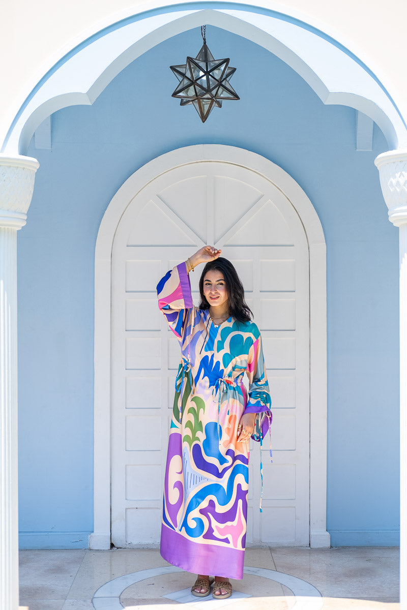 Azure Mirage Drawstring Kaftan