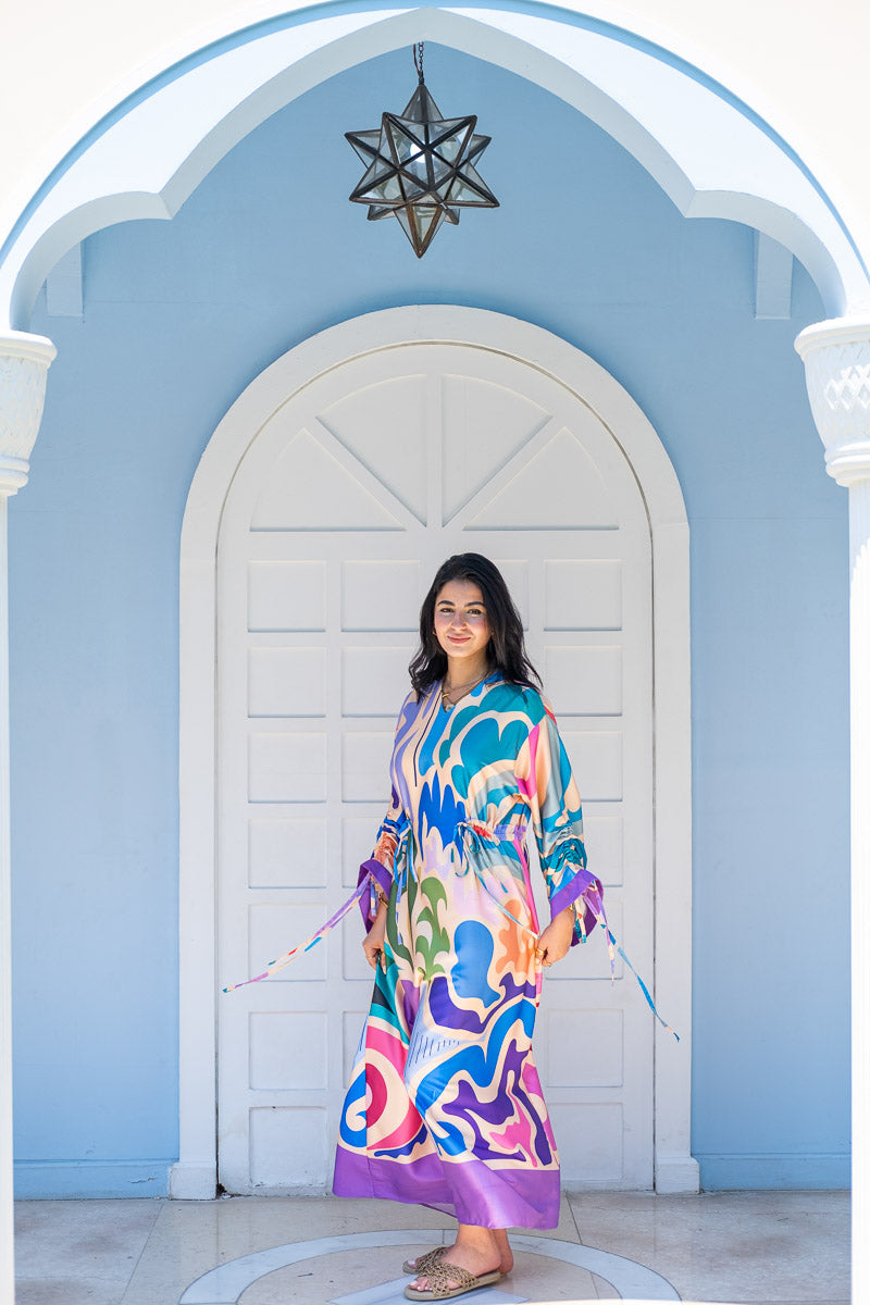 Azure Mirage Drawstring Kaftan