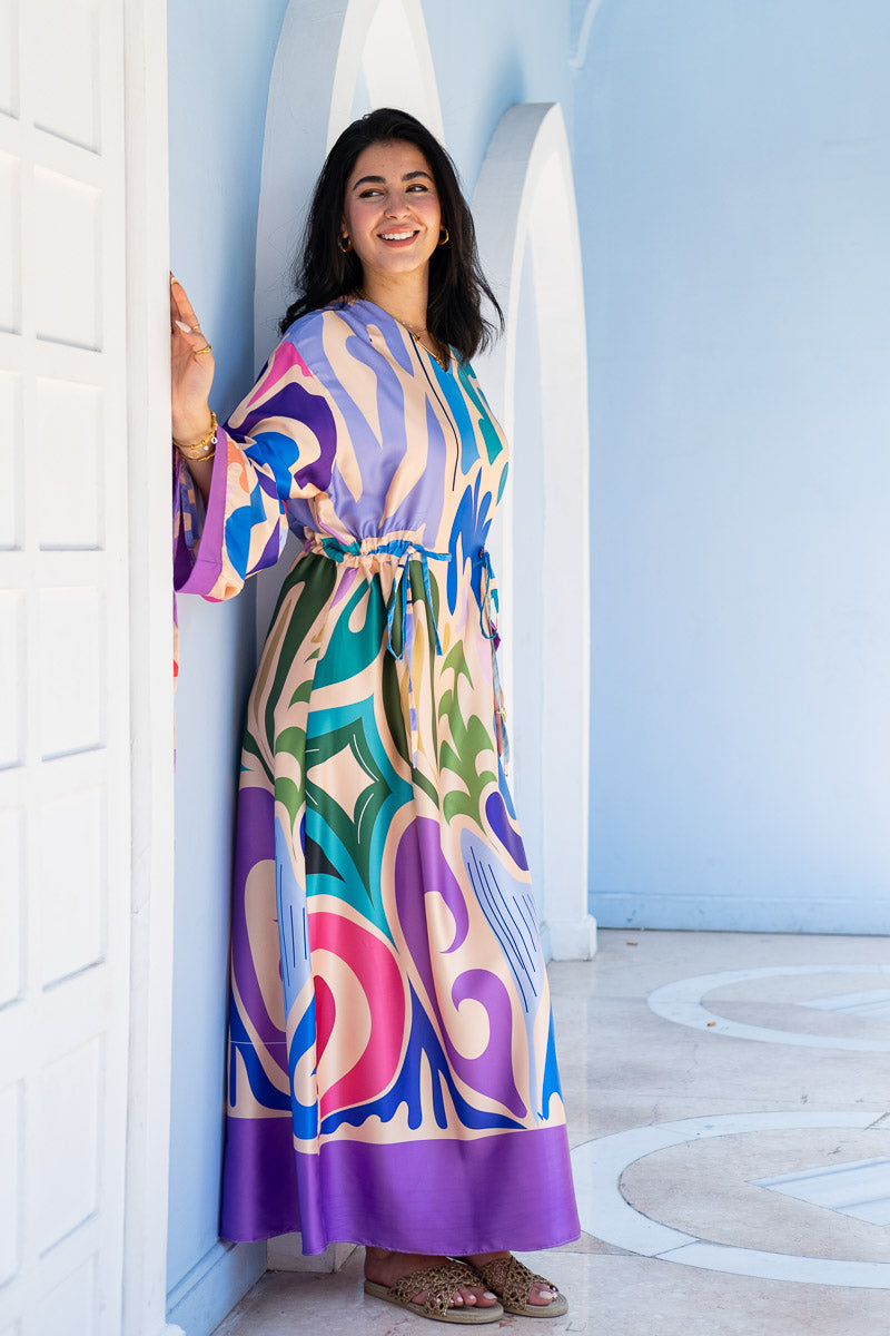 Azure Mirage Drawstring Kaftan