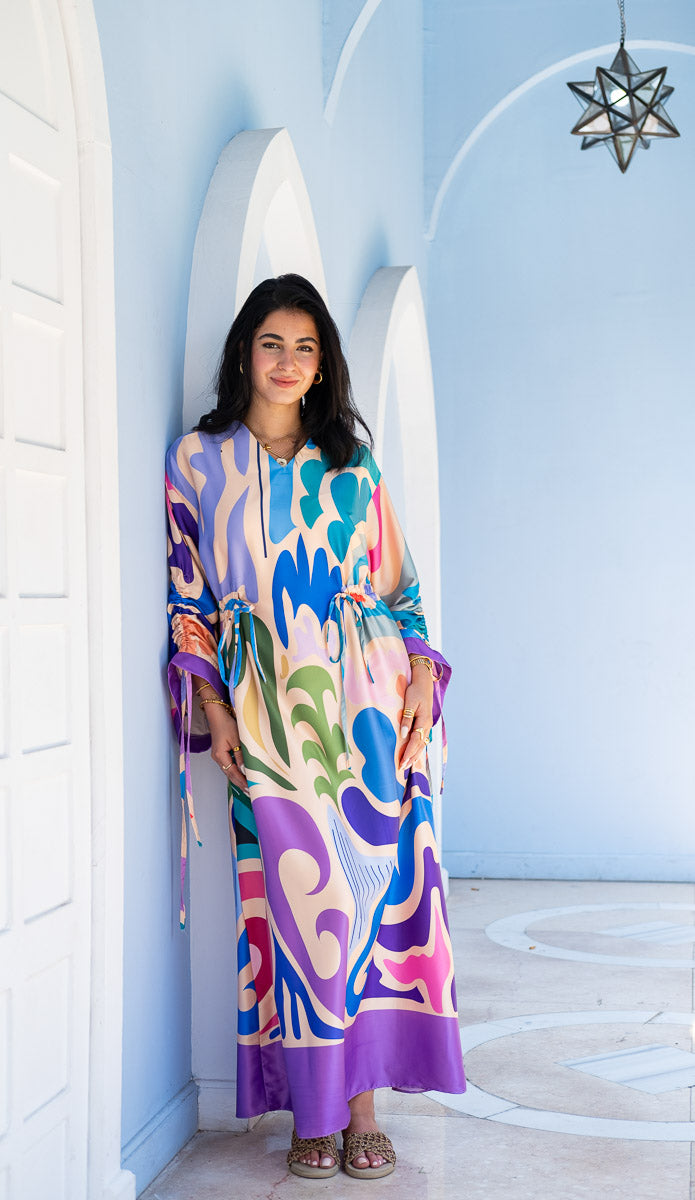 Azure Mirage Drawstring Kaftan