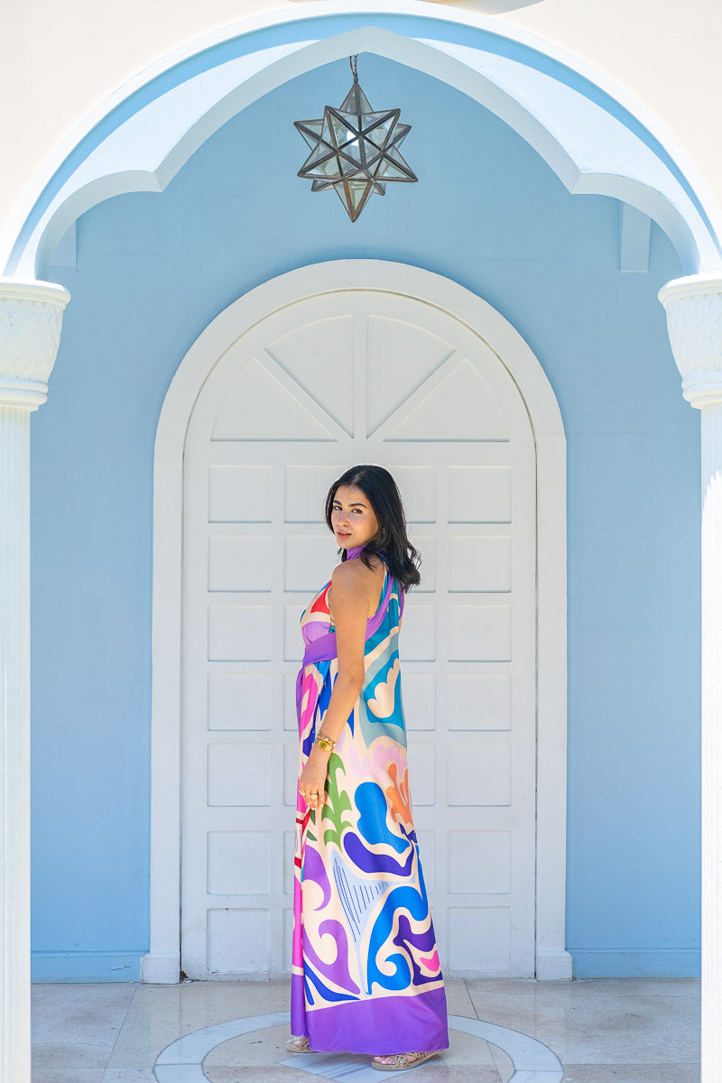 Mirage Bloom Halter Maxi Dress